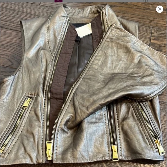NWT BCBGMaxAzria Copper Moto Leather Vest Jacket - Picture 7 of 10